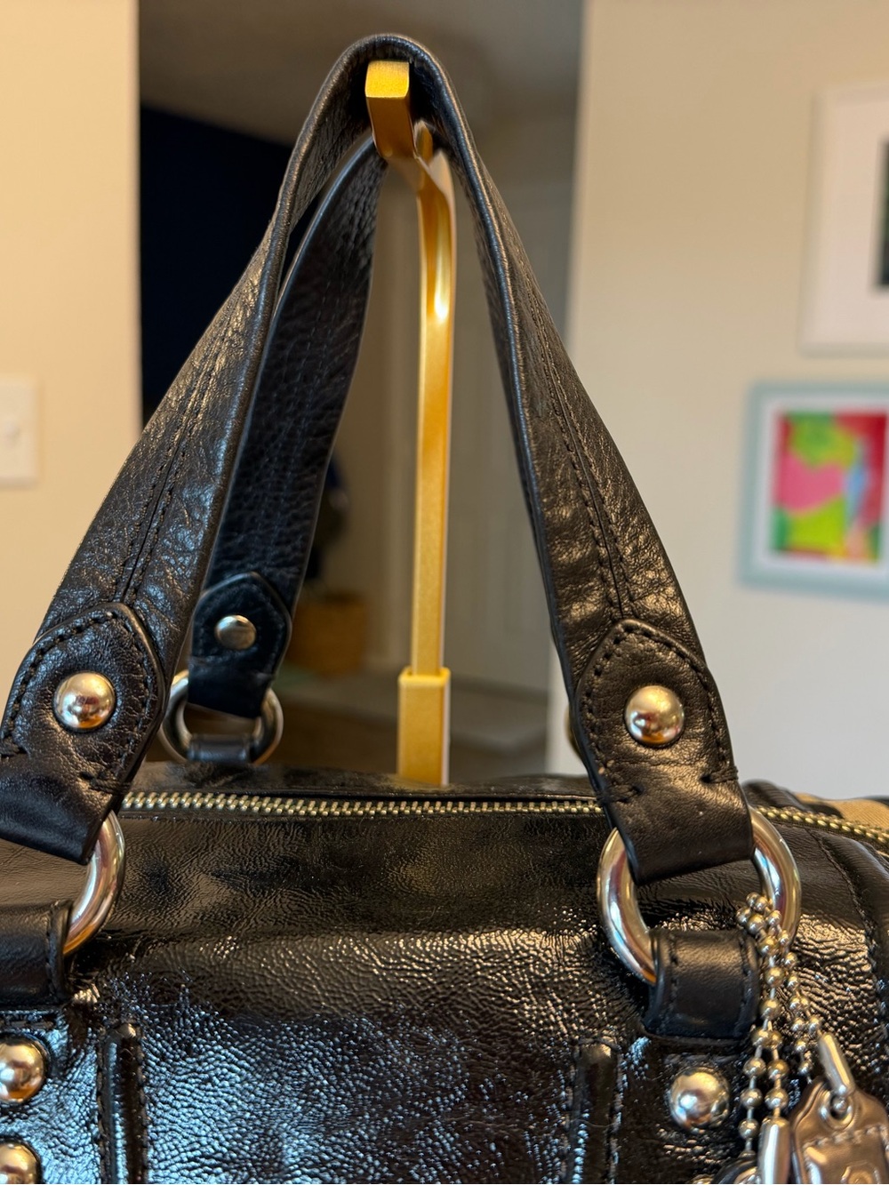 Coach Optic Signature Canvas Satchel Silver Hardware Leather Accents 14294 - Picture 4 of 8